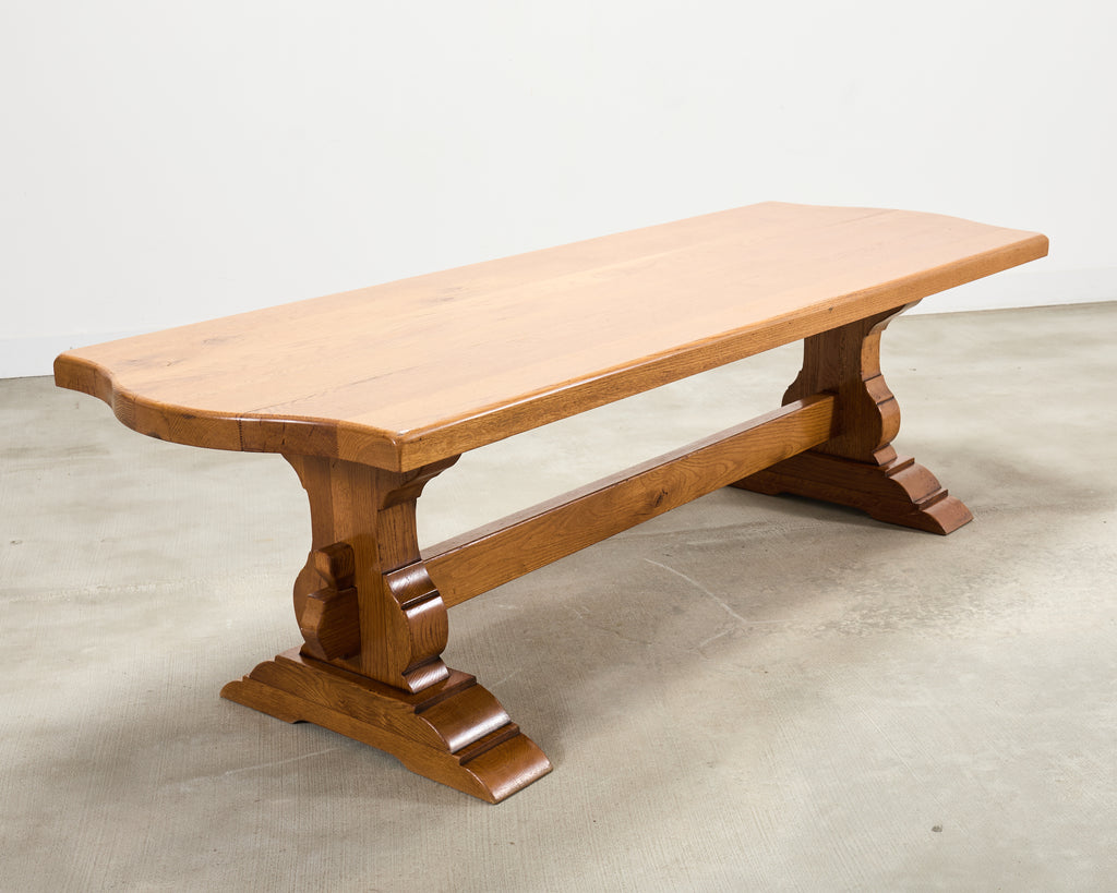 Country French Provincial Oak Farmhouse Trestle Dining Table 8 Ft