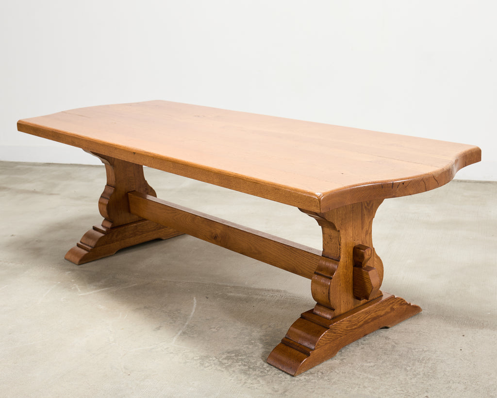 Country French Provincial Oak Farmhouse Trestle Dining Table 8 Ft