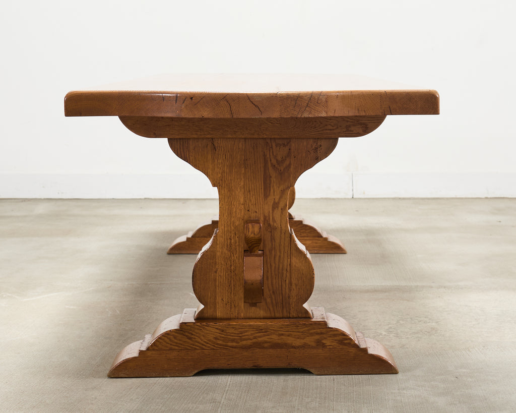 Country French Provincial Oak Farmhouse Trestle Dining Table 8 Ft