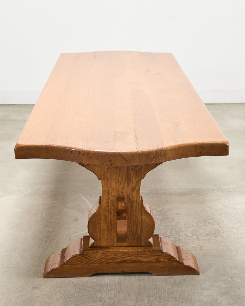 Country French Provincial Oak Farmhouse Trestle Dining Table 8 Ft