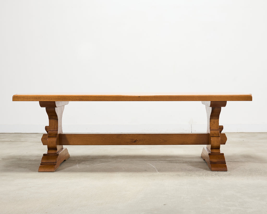 Country French Provincial Oak Farmhouse Trestle Dining Table 8 Ft