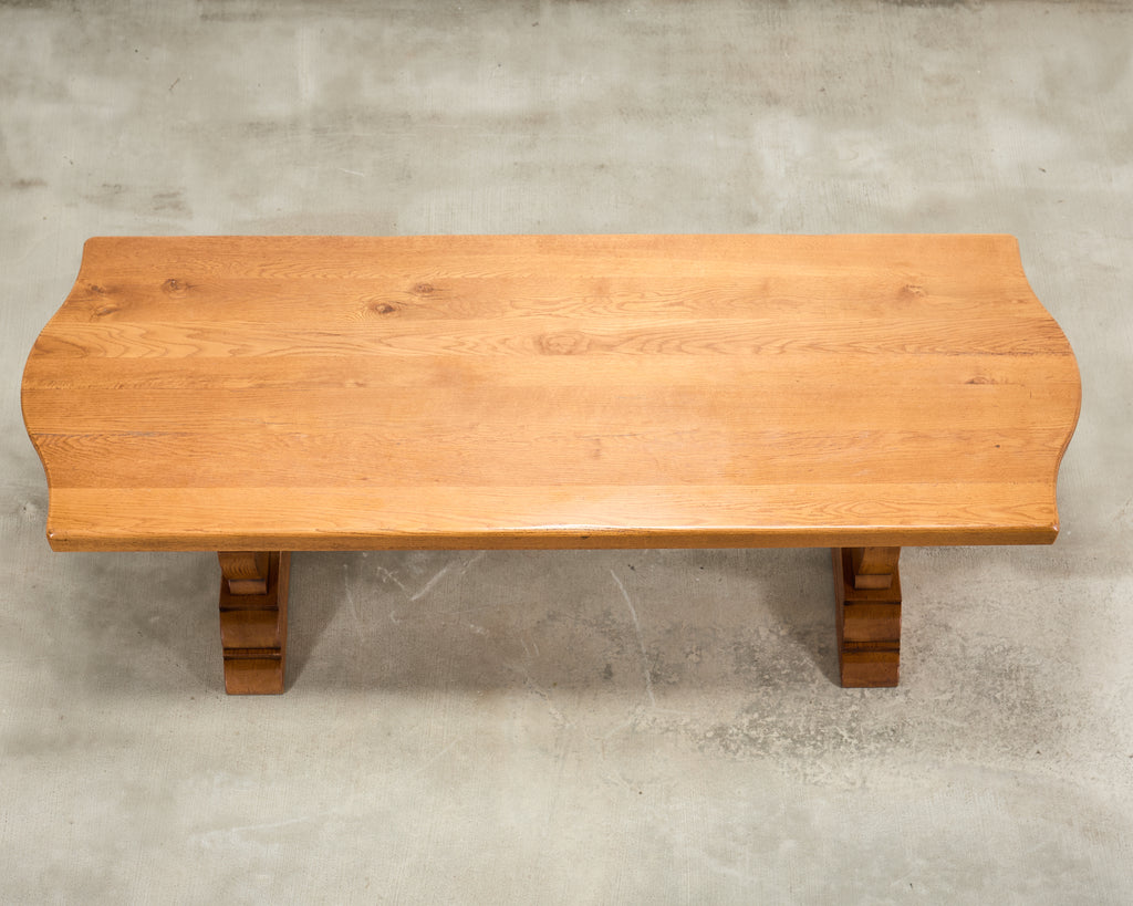 Country French Provincial Oak Farmhouse Trestle Dining Table 8 Ft