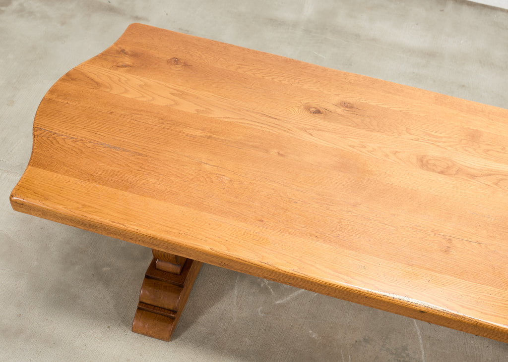 Country French Provincial Oak Farmhouse Trestle Dining Table 8 Ft