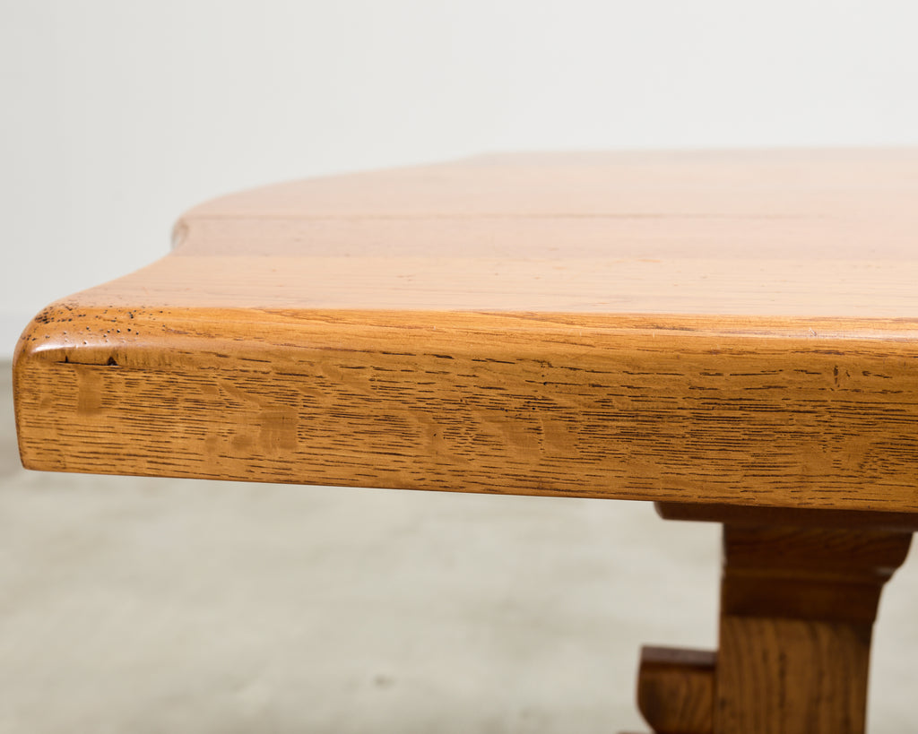 Country French Provincial Oak Farmhouse Trestle Dining Table 8 Ft