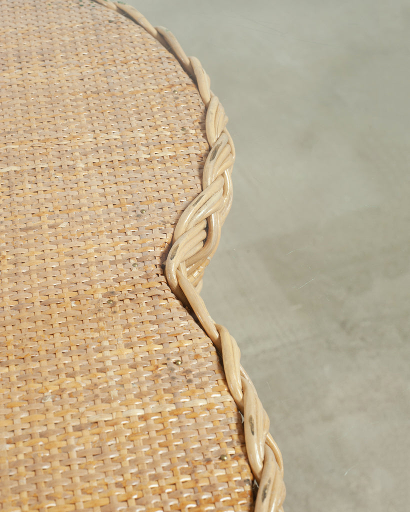 Michael Taylor Attributed Scalloped Rattan Wicker Dining Table