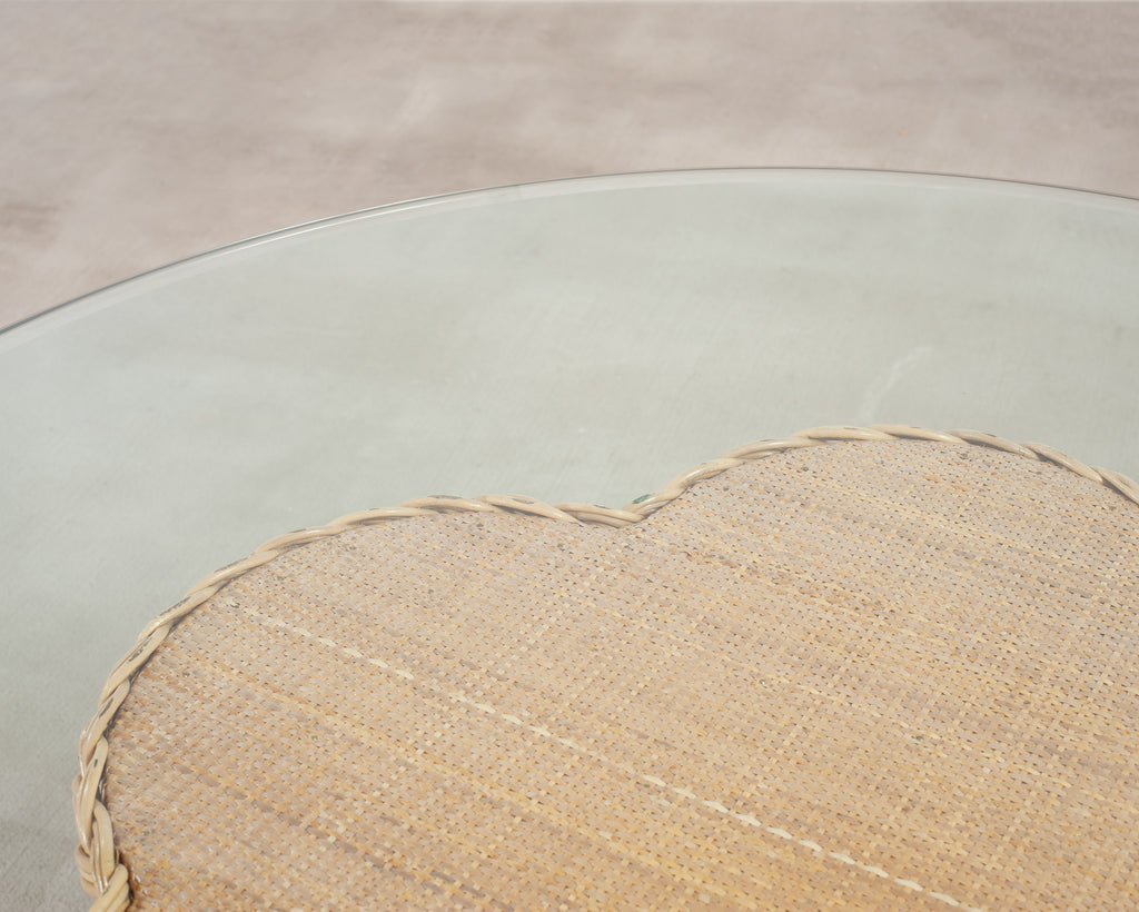 Michael Taylor Attributed Scalloped Rattan Wicker Dining Table