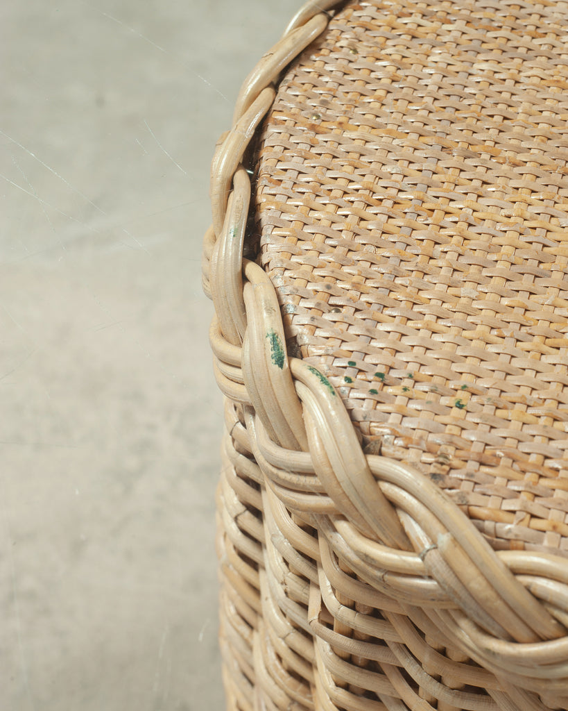 Michael Taylor Attributed Scalloped Rattan Wicker Dining Table