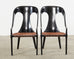 Pair of Michael Taylor Style Lacquered Spoon Back Chairs
