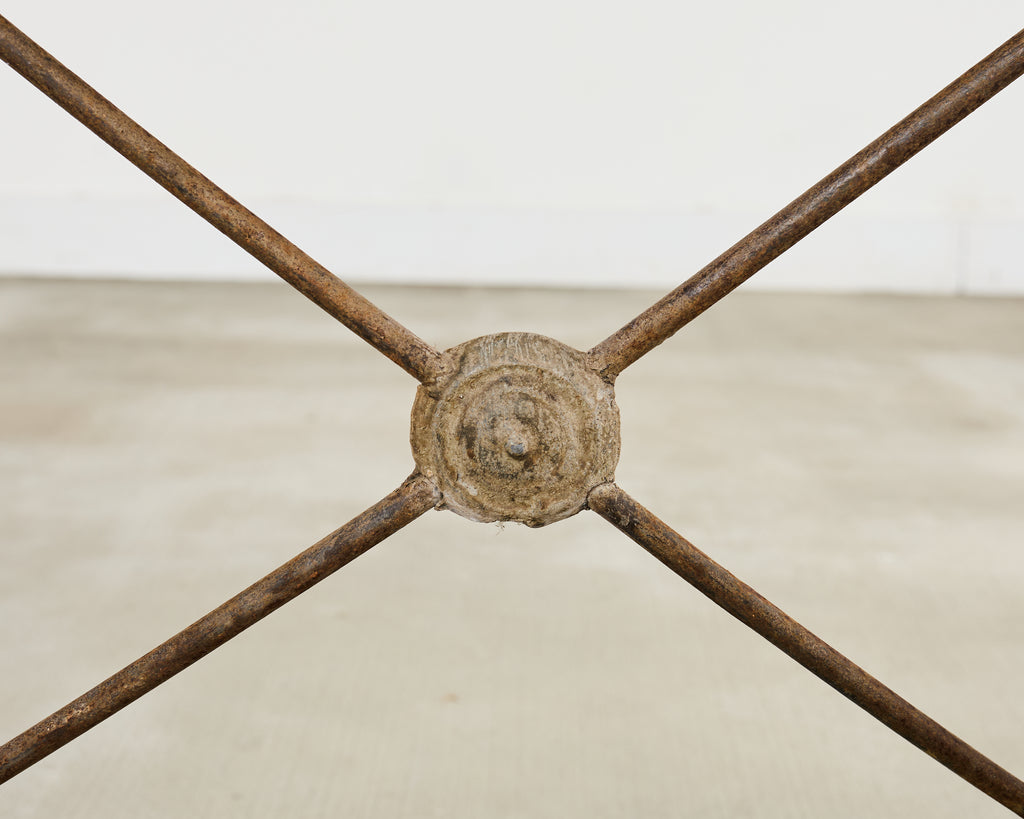 French Art Nouveau Patinated Iron Bronze Garden Bistro Table