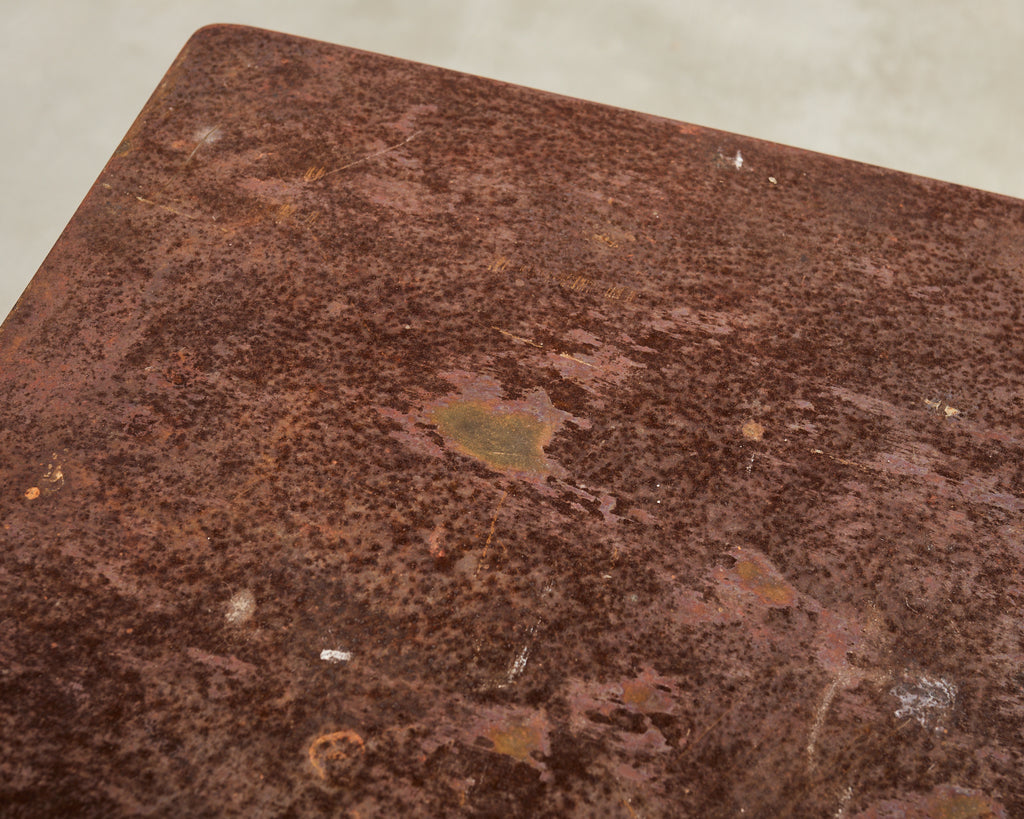 French Art Nouveau Patinated Iron Bronze Garden Bistro Table