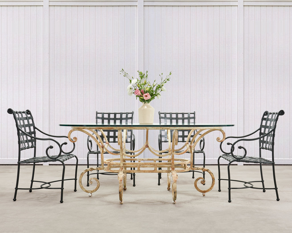 20th Century Italian Regency Wrought Iron Garden Dining Table