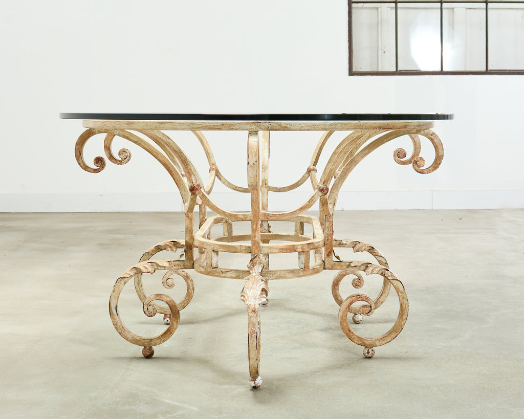 20th Century Italian Regency Wrought Iron Garden Dining Table