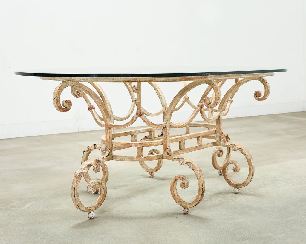 20th Century Italian Regency Wrought Iron Garden Dining Table