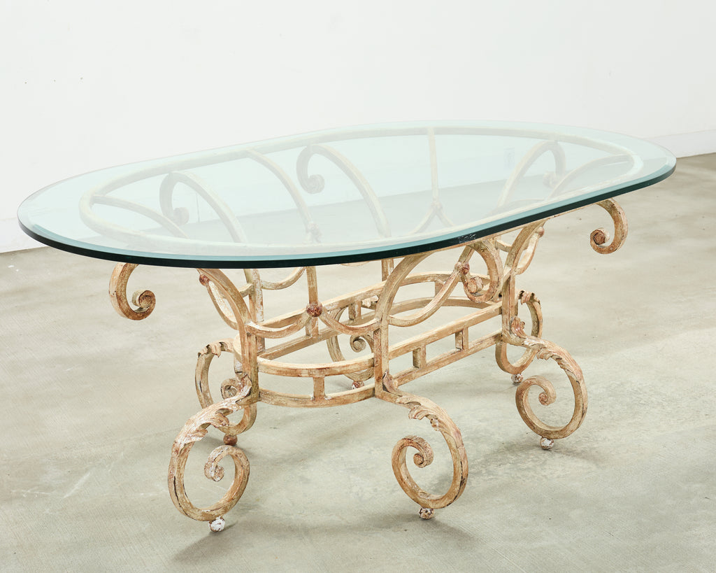 20th Century Italian Regency Wrought Iron Garden Dining Table