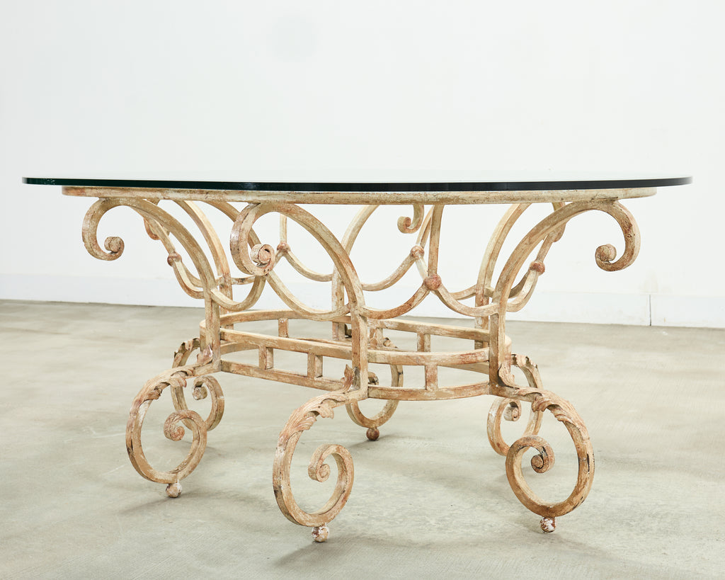 20th Century Italian Regency Wrought Iron Garden Dining Table