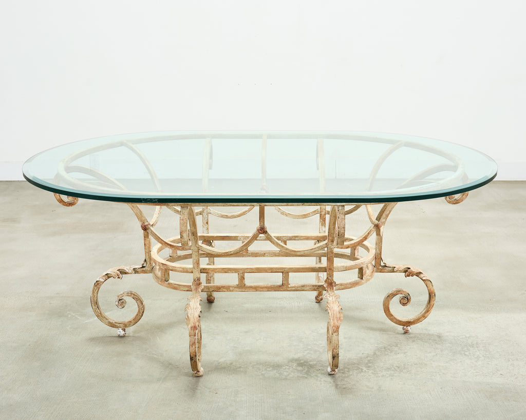 20th Century Italian Regency Wrought Iron Garden Dining Table