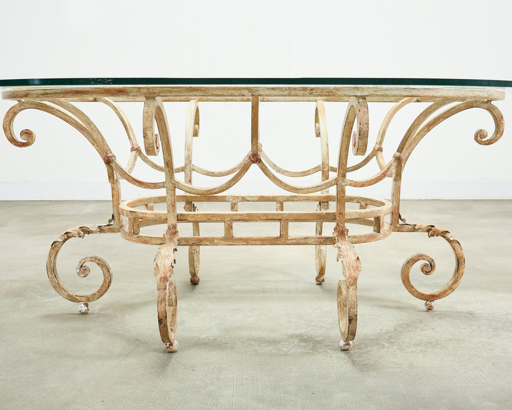 20th Century Italian Regency Wrought Iron Garden Dining Table