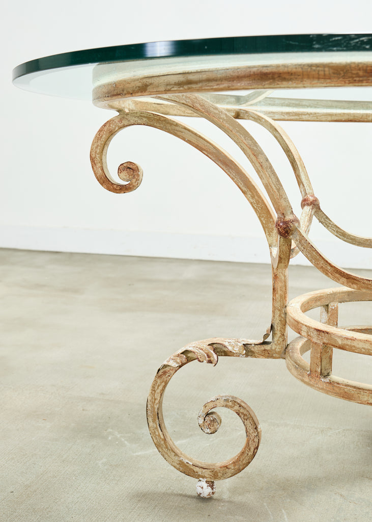 20th Century Italian Regency Wrought Iron Garden Dining Table