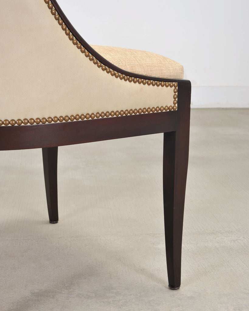 Set of Ten French Art Deco Style Gondola Leather Dining Chairs
