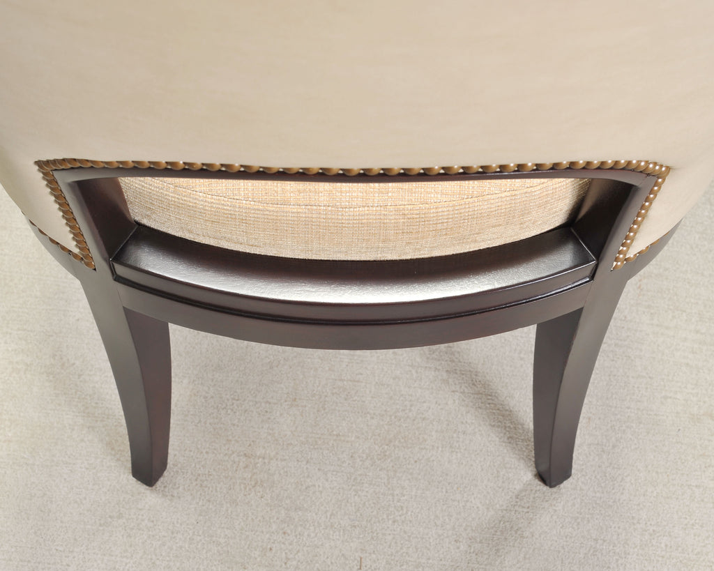 Set of Ten French Art Deco Style Gondola Leather Dining Chairs