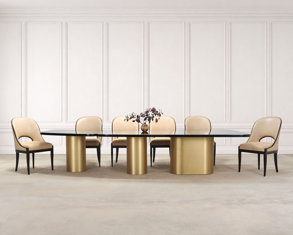 India Mahdavi Alber Sectional Walnut Brass Dining Table 11 Ft