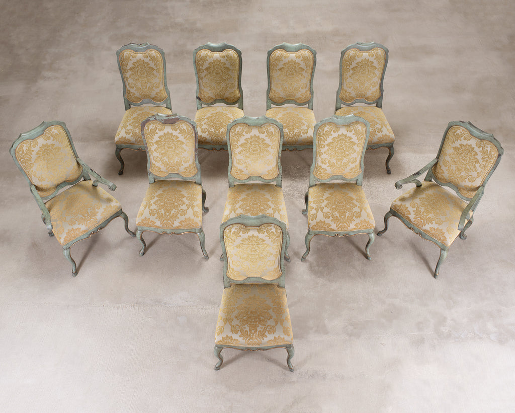 Set of Ten Minton-Spidell Country French Painted Dining Chairs