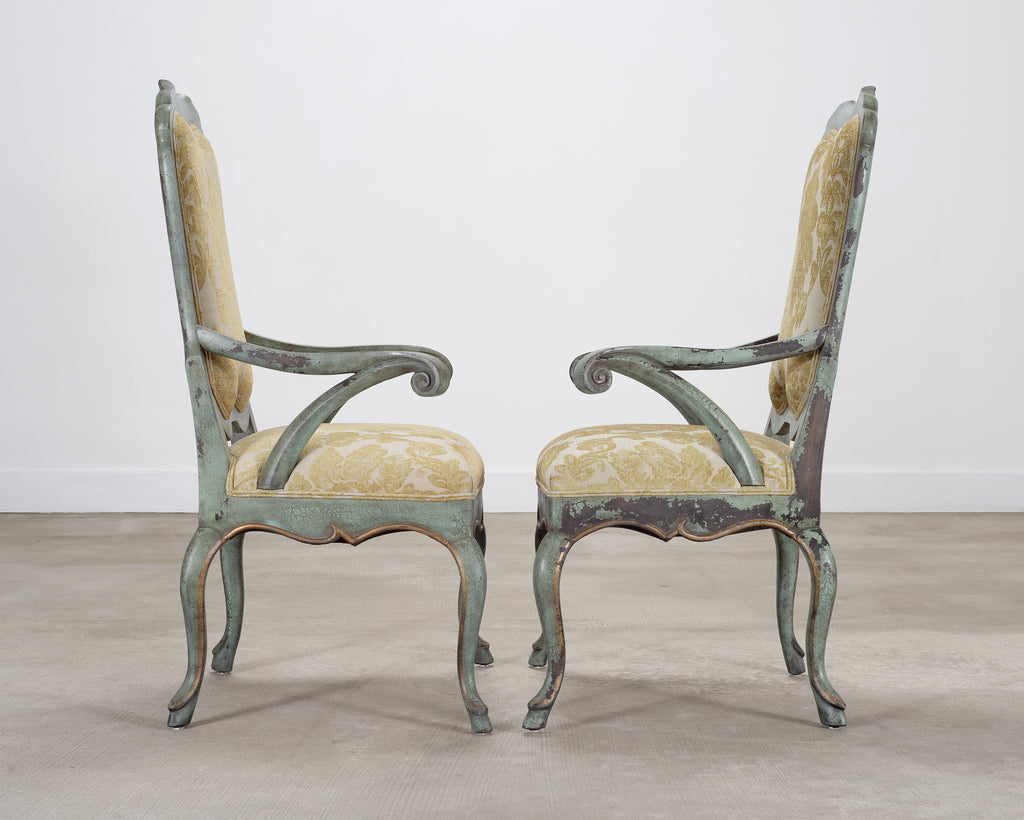 Set of Ten Minton-Spidell Country French Painted Dining Chairs