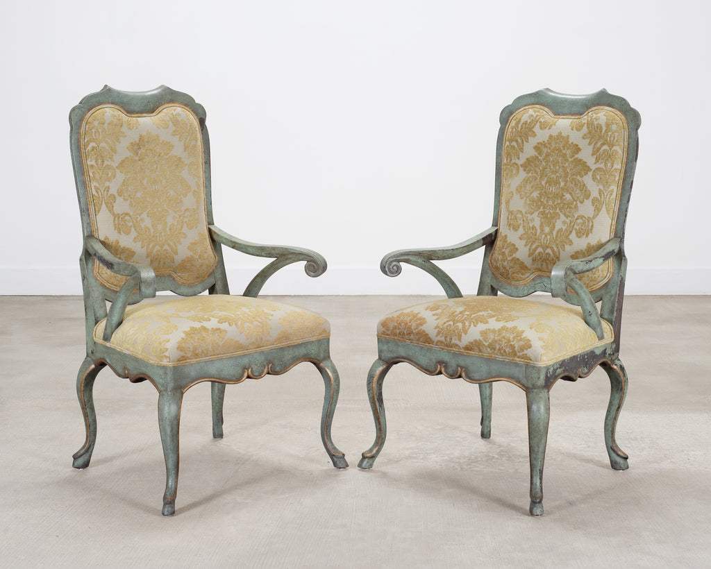 Set of Ten Minton-Spidell Country French Painted Dining Chairs