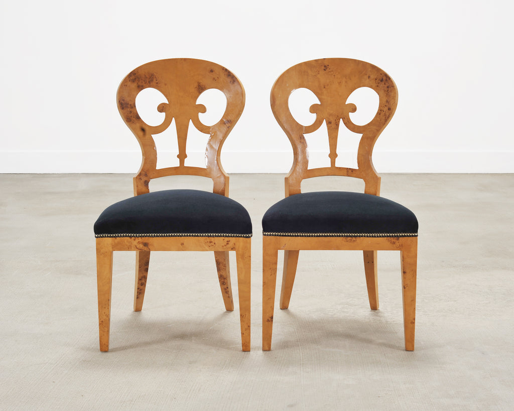 Set of Twelve Viennese Biedermeier Style Burlwood Dining Chairs