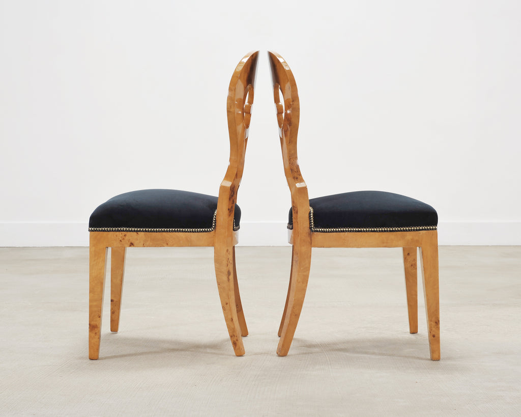 Set of Twelve Viennese Biedermeier Style Burlwood Dining Chairs