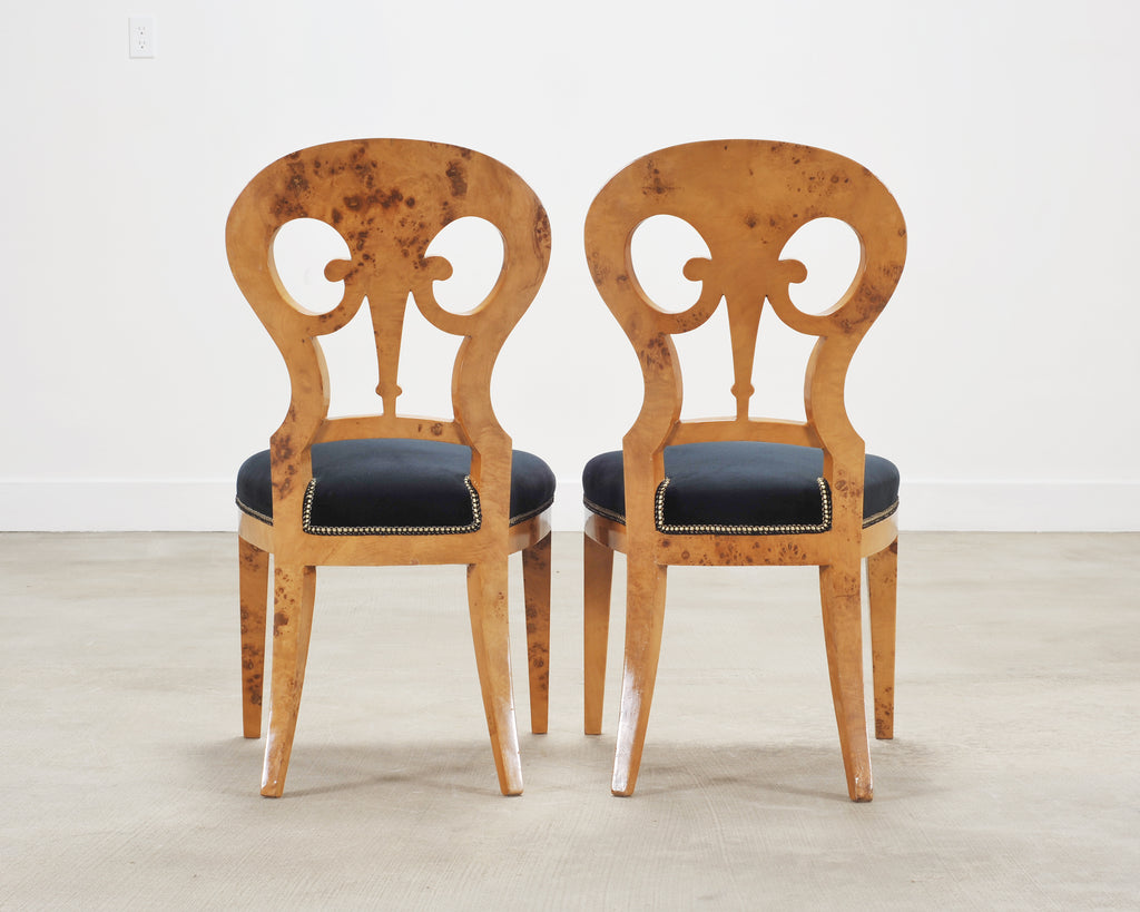 Set of Twelve Viennese Biedermeier Style Burlwood Dining Chairs