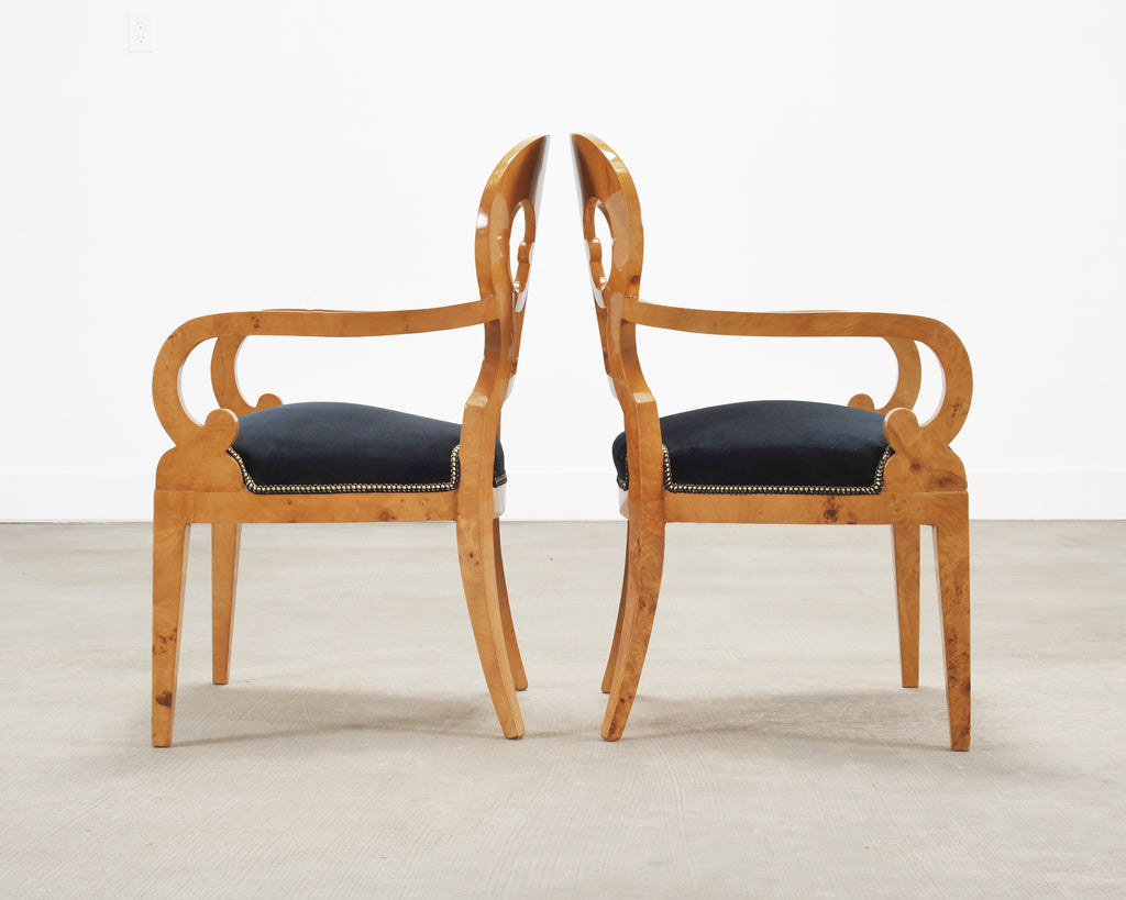 Set of Twelve Viennese Biedermeier Style Burlwood Dining Chairs