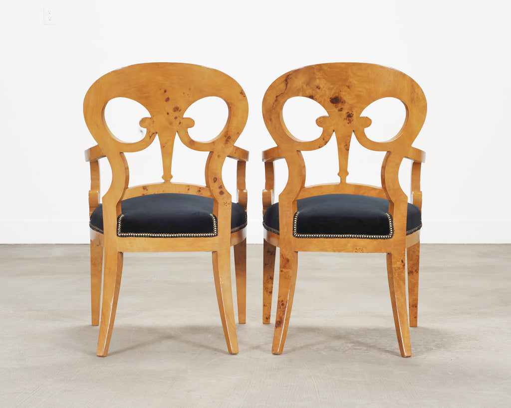 Set of Twelve Viennese Biedermeier Style Burlwood Dining Chairs
