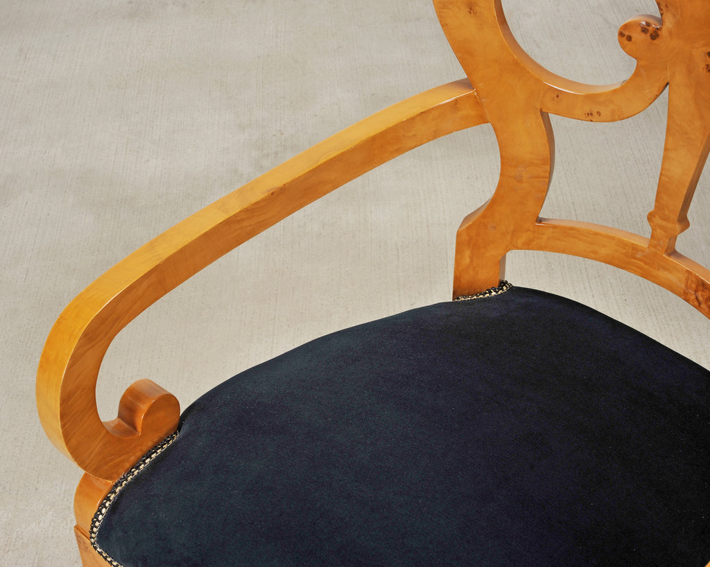 Set of Twelve Viennese Biedermeier Style Burlwood Dining Chairs