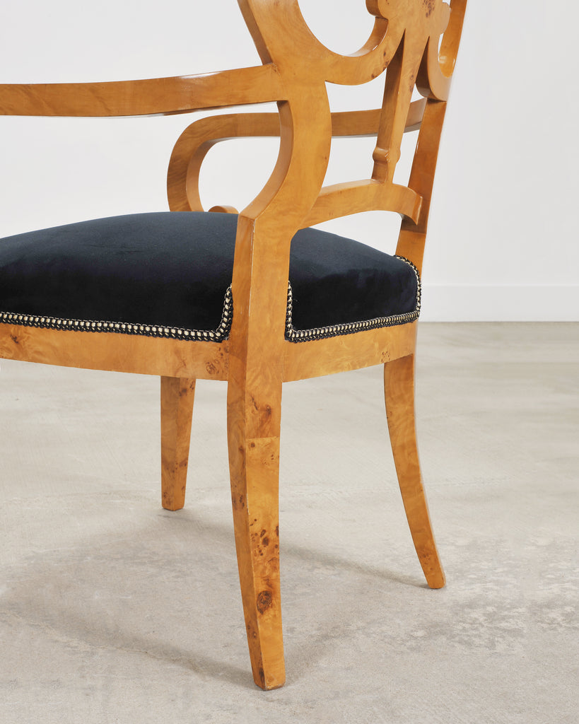 Set of Twelve Viennese Biedermeier Style Burlwood Dining Chairs