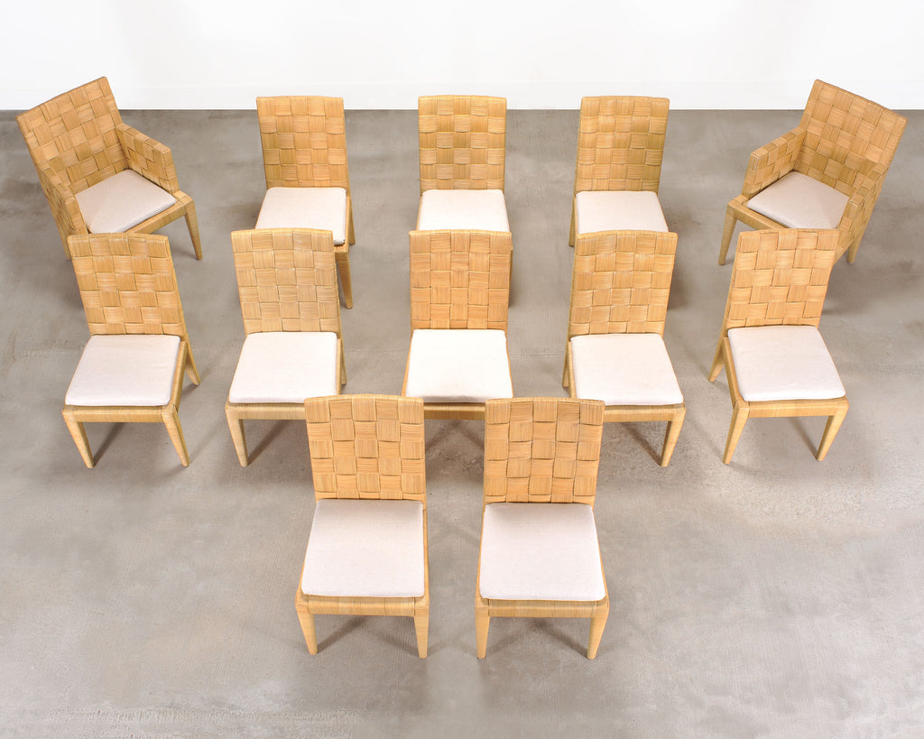 Set of Twelve John Hutton Donghia Block Island Cane Dining Chairs