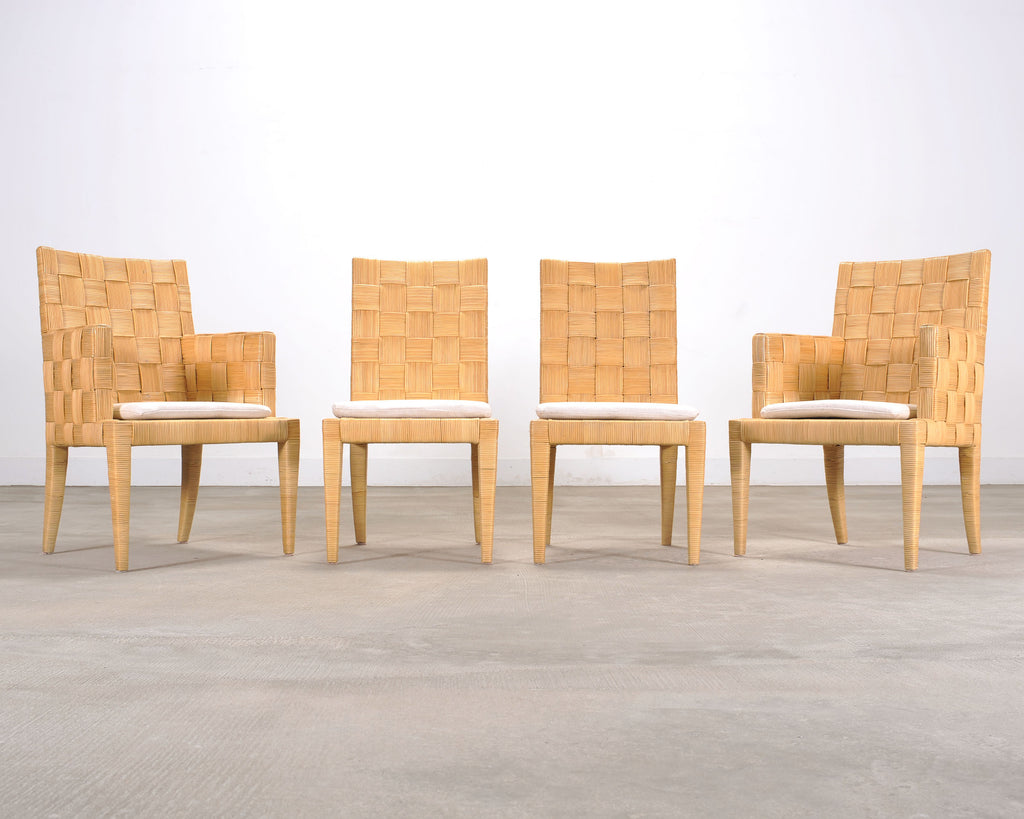 Set of Twelve John Hutton Donghia Block Island Cane Dining Chairs