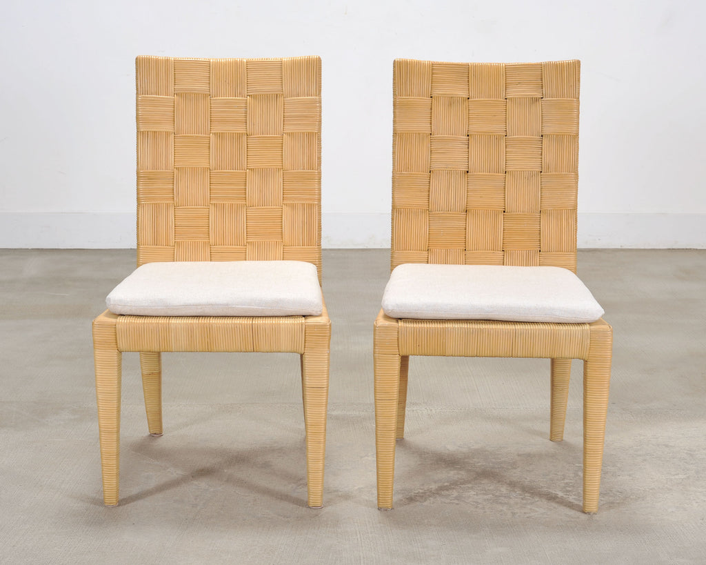 Set of Twelve John Hutton Donghia Block Island Cane Dining Chairs