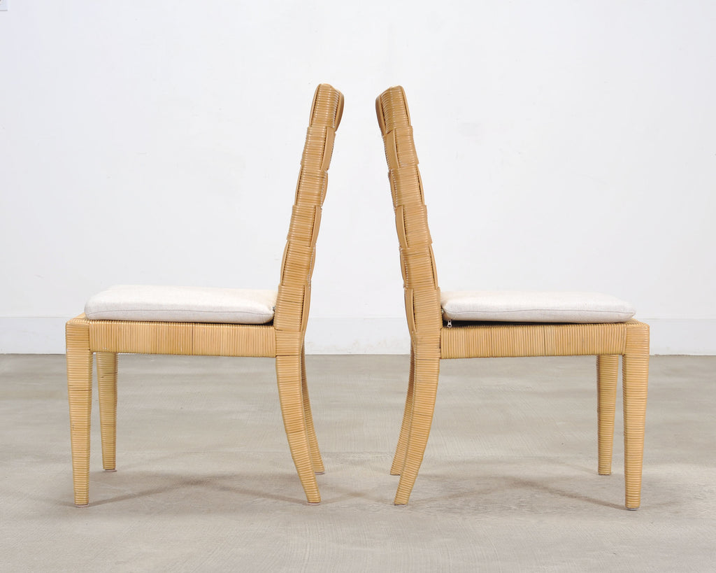 Set of Twelve John Hutton Donghia Block Island Cane Dining Chairs