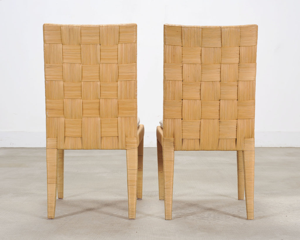 Set of Twelve John Hutton Donghia Block Island Cane Dining Chairs