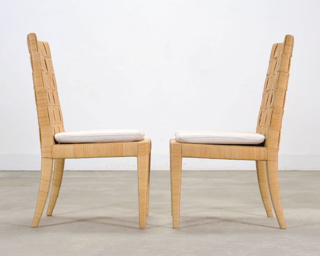 Set of Twelve John Hutton Donghia Block Island Cane Dining Chairs