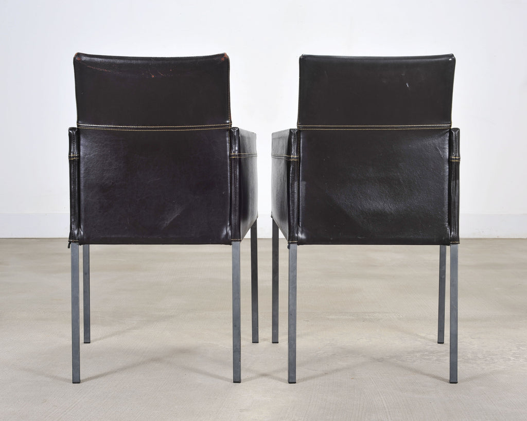 Set of Twelve Karl Friedrich Forster Texas Leather Dining Armchairs