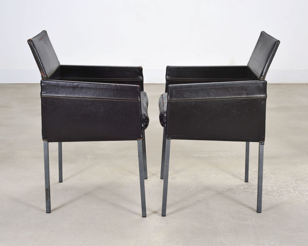 Set of Twelve Karl Friedrich Forster Texas Leather Dining Armchairs