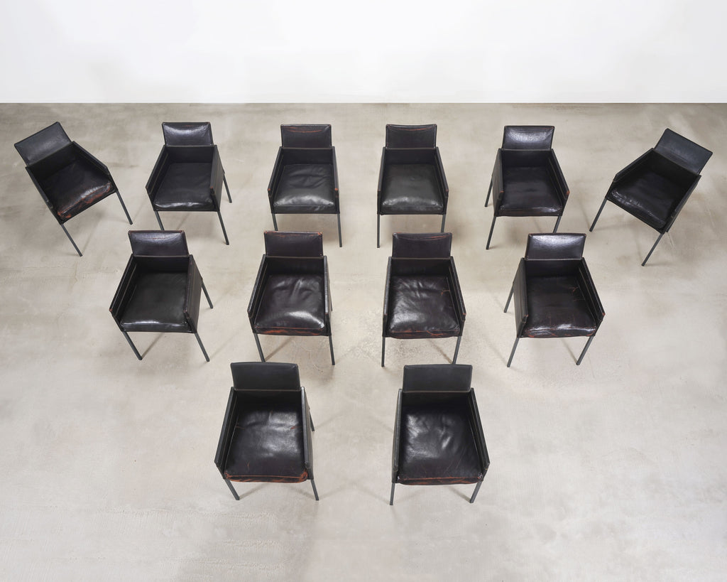 Set of Twelve Karl Friedrich Forster Texas Leather Dining Armchairs