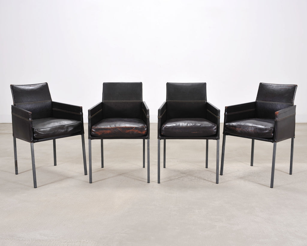 Set of Twelve Karl Friedrich Forster Texas Leather Dining Armchairs
