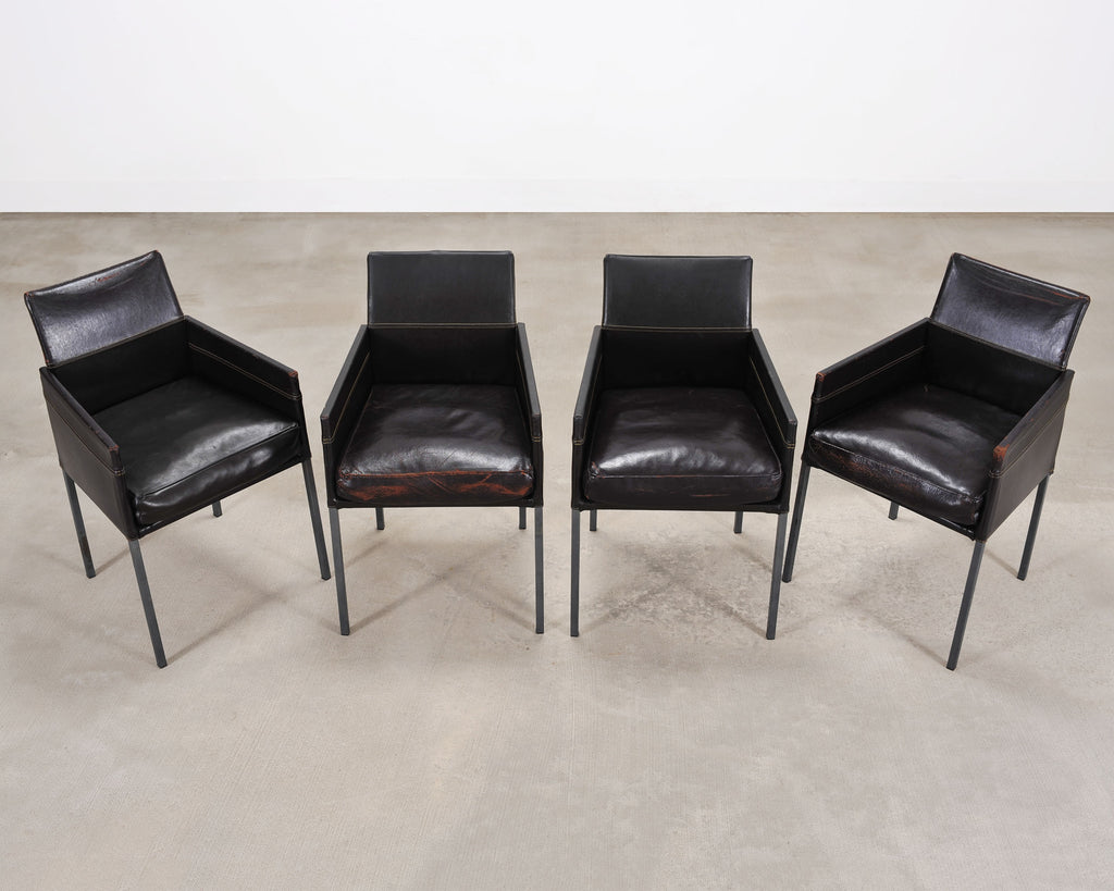 Set of Twelve Karl Friedrich Forster Texas Leather Dining Armchairs