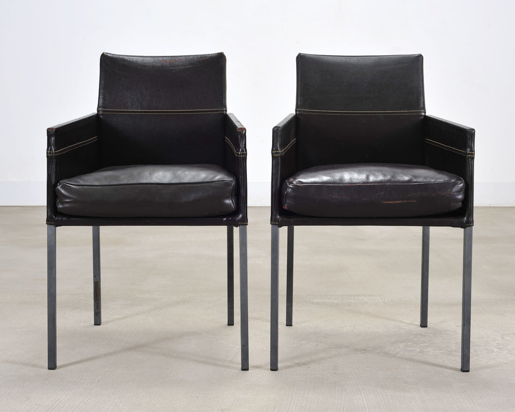 Set of Twelve Karl Friedrich Forster Texas Leather Dining Armchairs