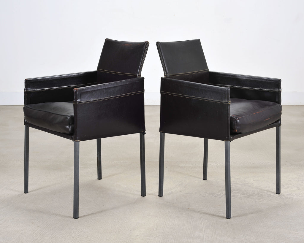 Set of Twelve Karl Friedrich Forster Texas Leather Dining Armchairs