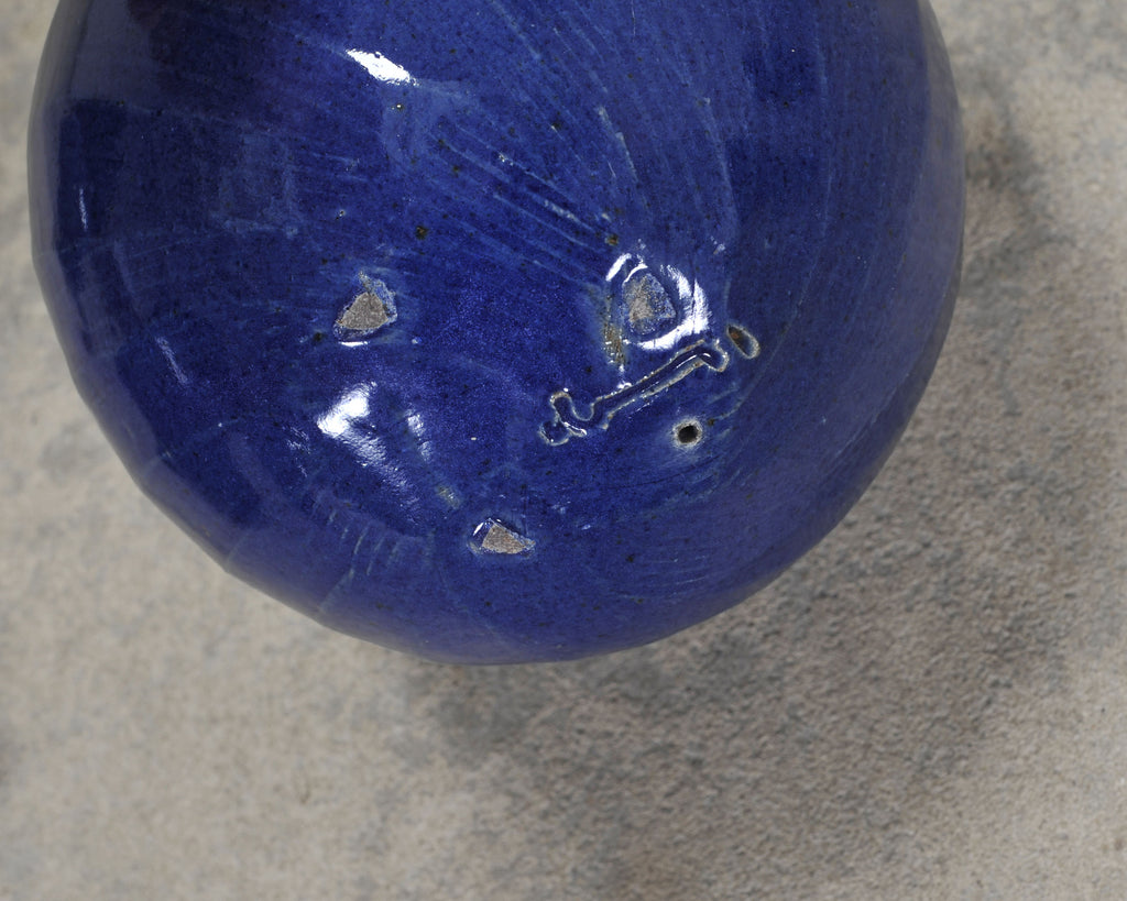 Set of Blue Glazed Ceramic Garden Egg Sculptures after Jun Kaneko