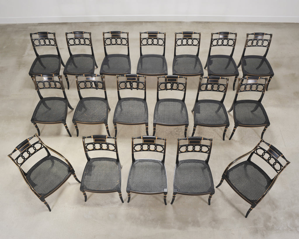 Set of Eighteen Baker “Governor Alston” Regency Dining Chairs